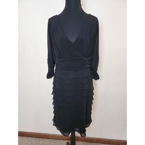 S.L. Fashions Women's Size 14 Cinched Waist Black Dress Cocktail Party Celebrate